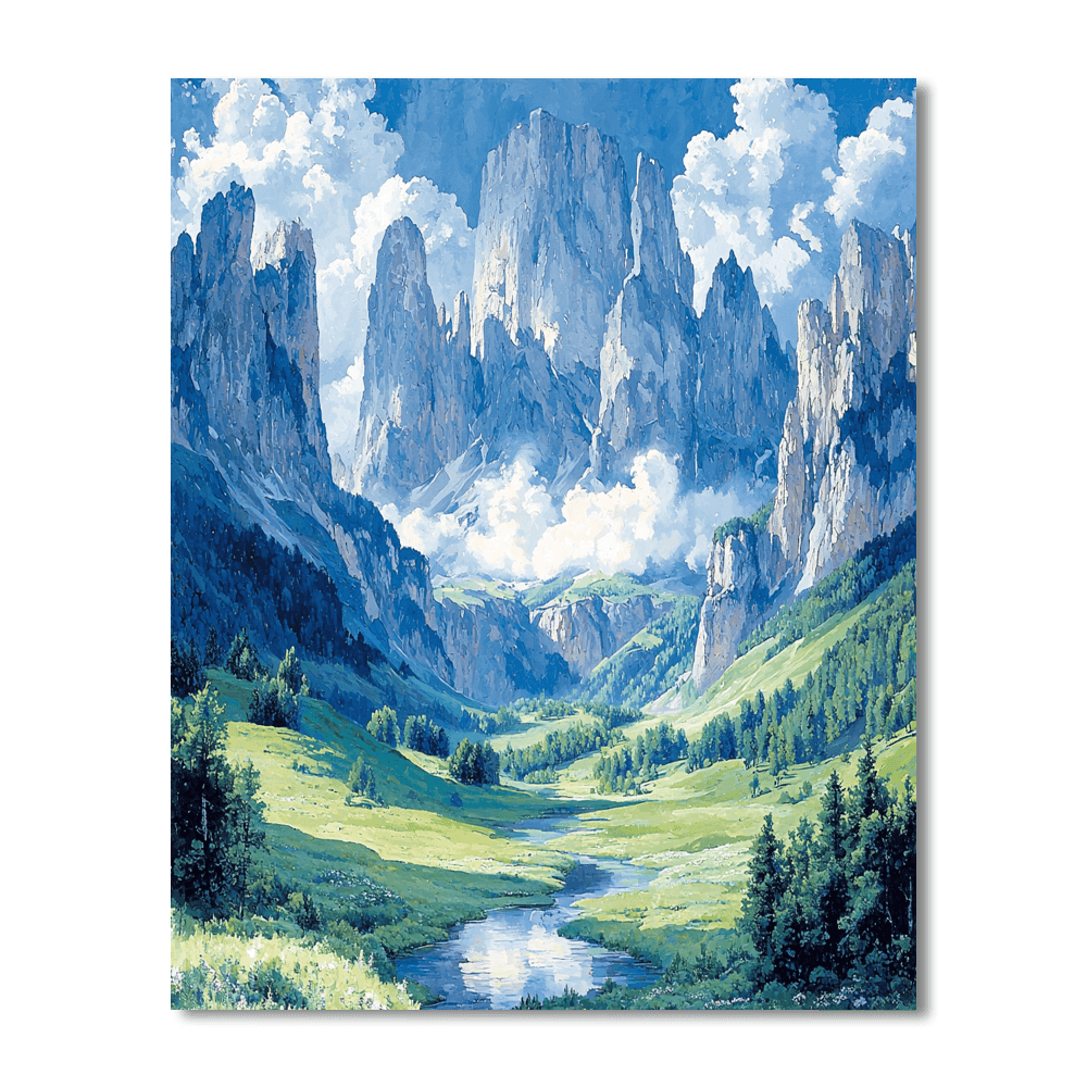 Friedrich Inspired Serene Mountain Landscape - DIY Painting By Numbers Kit