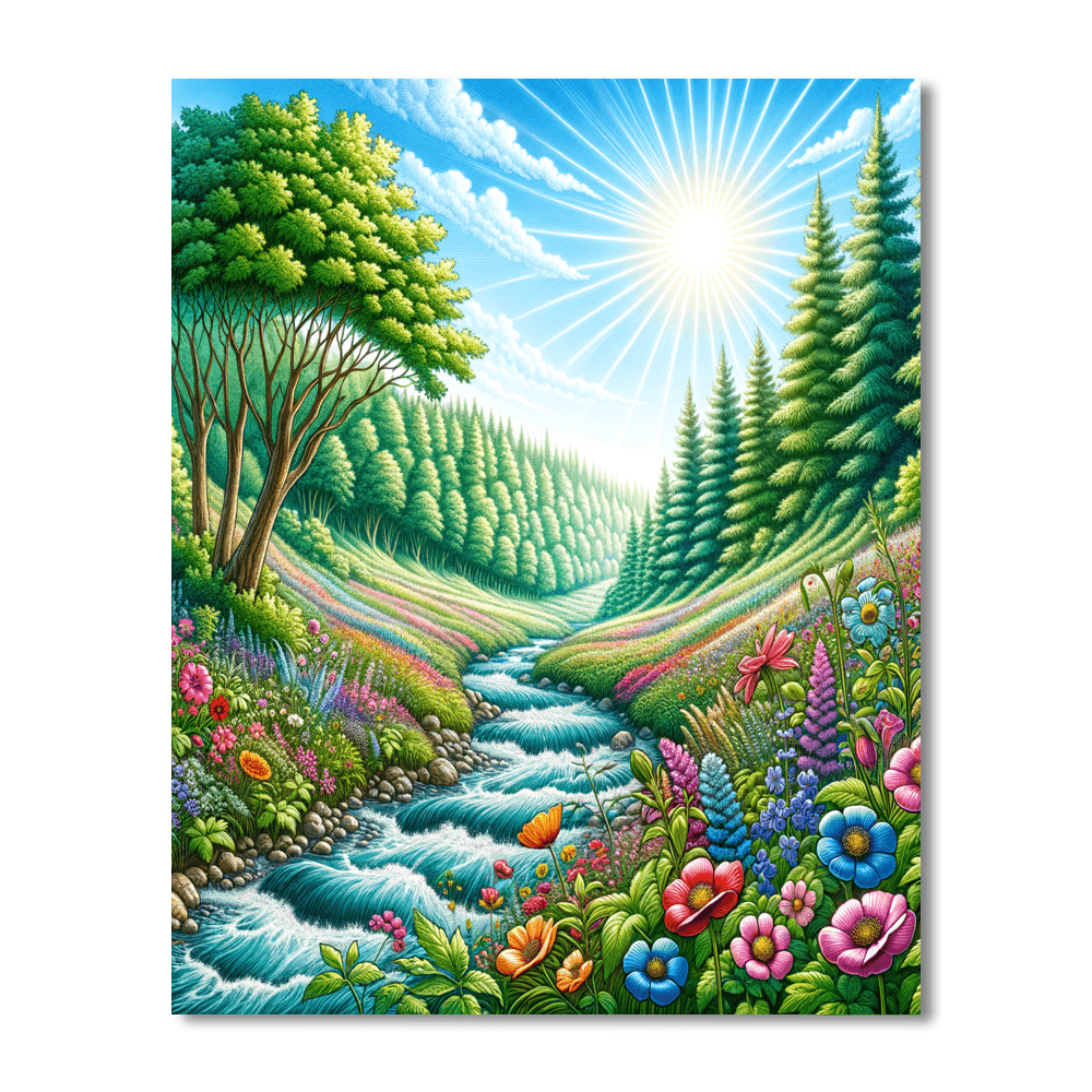 Bubbling Spring Stream Paint By Color