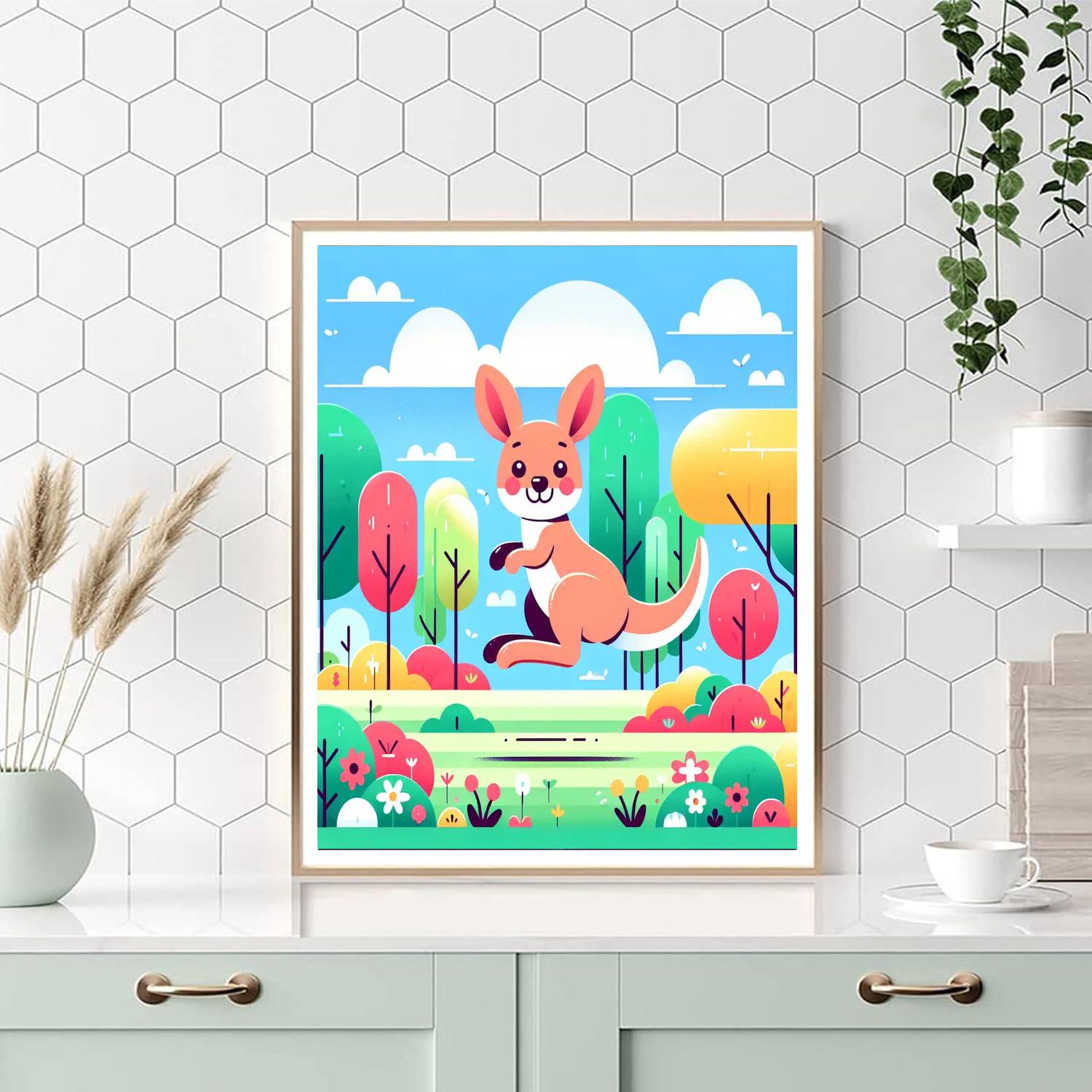 Energetic Bouncing Kangaroo Numbered Painting Kits