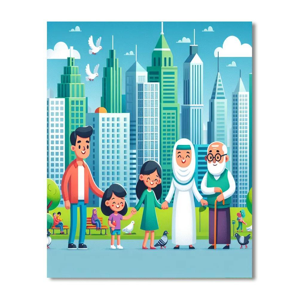 Friendly City Skyline Paint By Numbers Kits