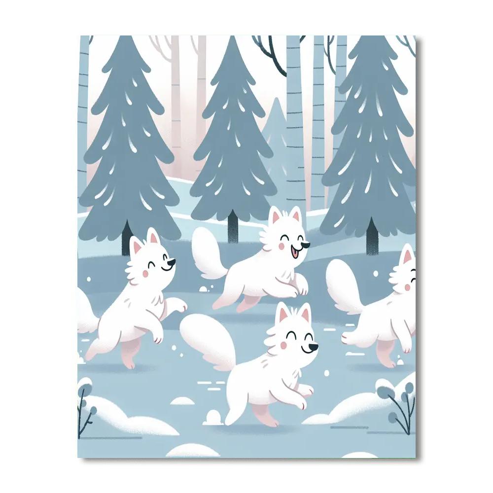 Winter Wonderland Wolves Painting Number Kit