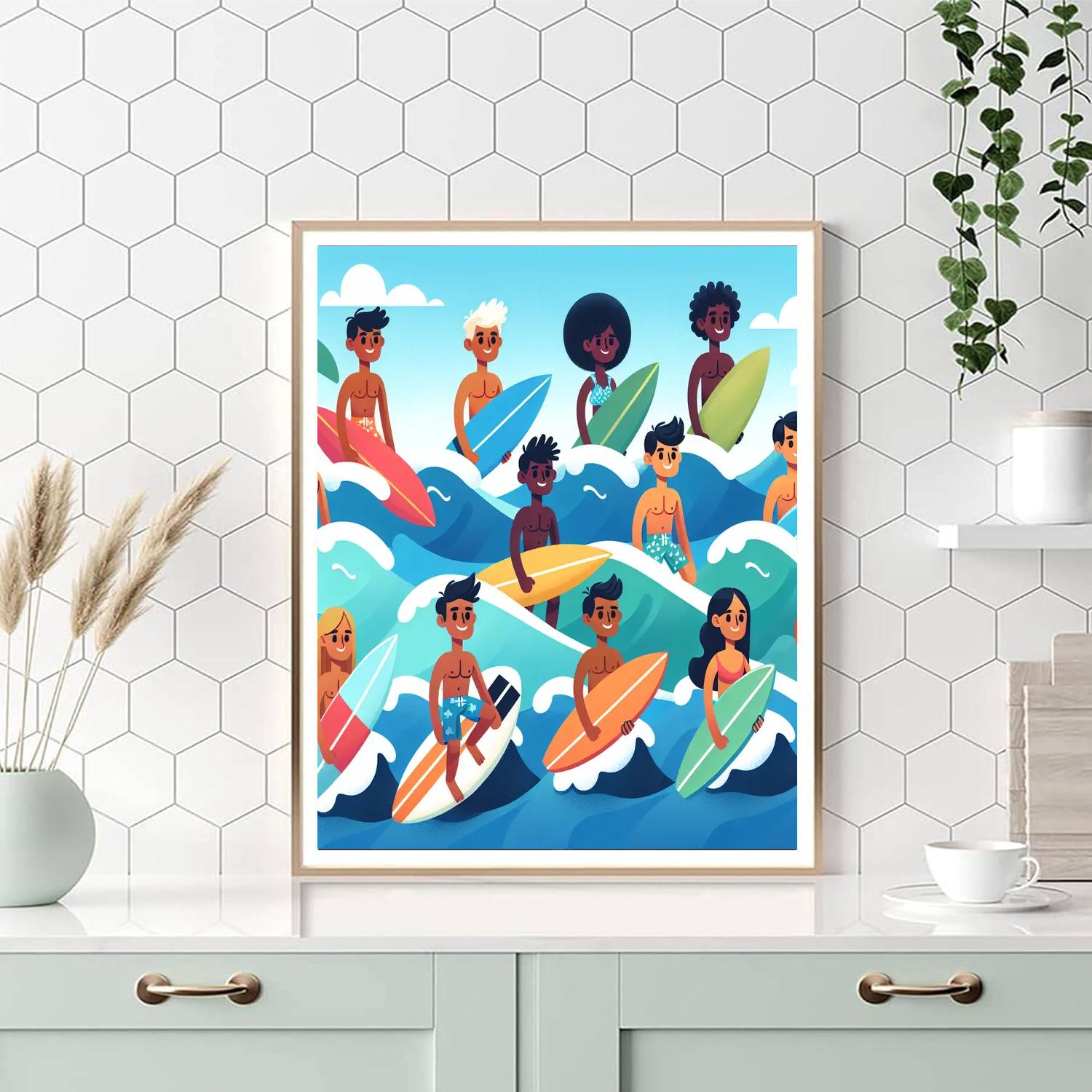 Ocean Wave Surfers Paint By Numbers