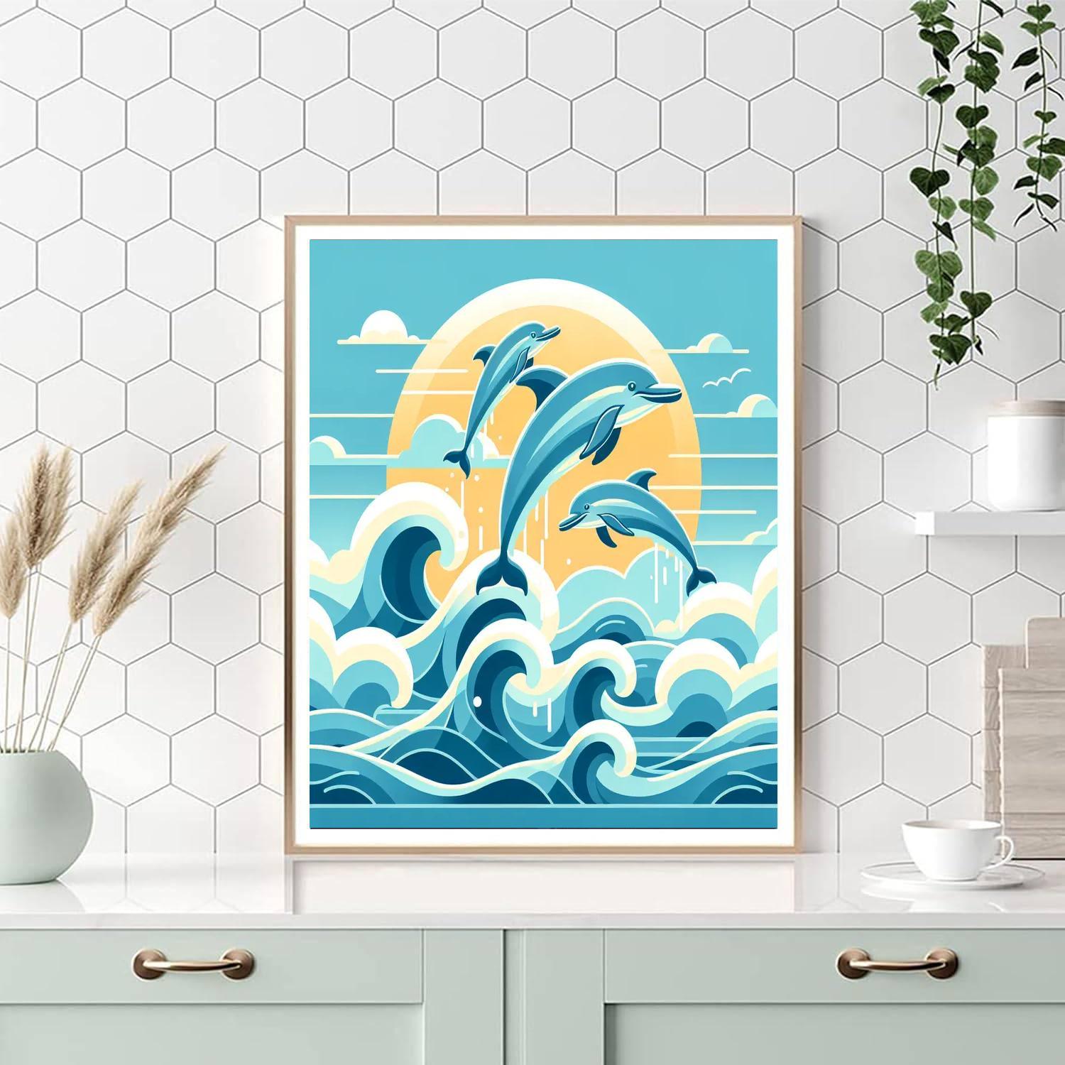 Diving Dolphins Paint By Numbers Art