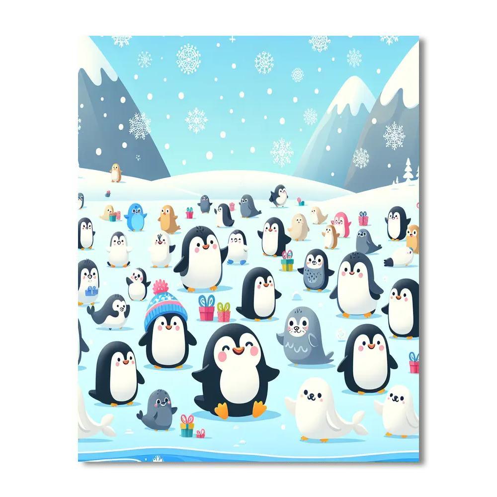 Cuddly Winter Creatures Paint By Numbers Art