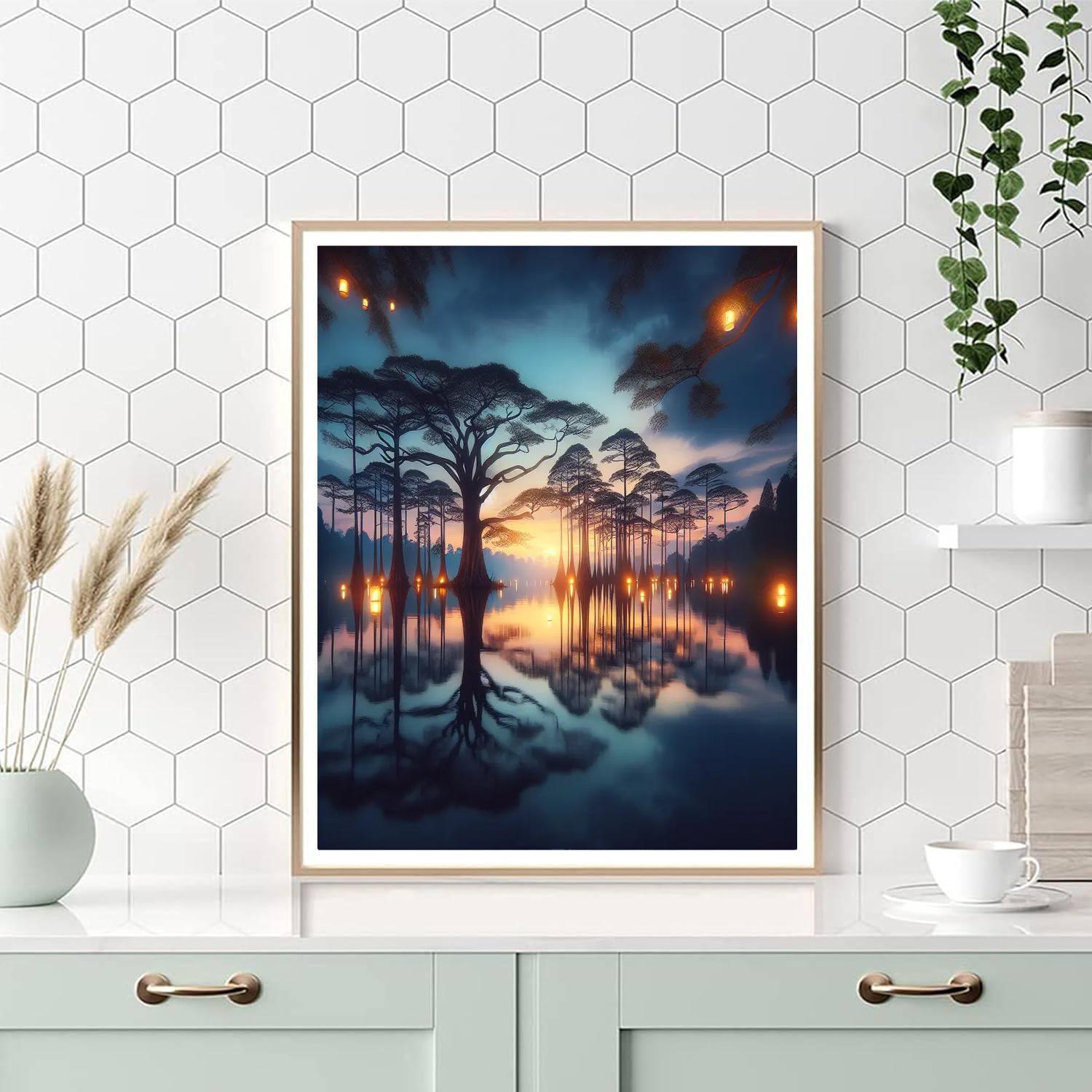 Enchanted Lakeside At Twilight Numbered Painting Kits