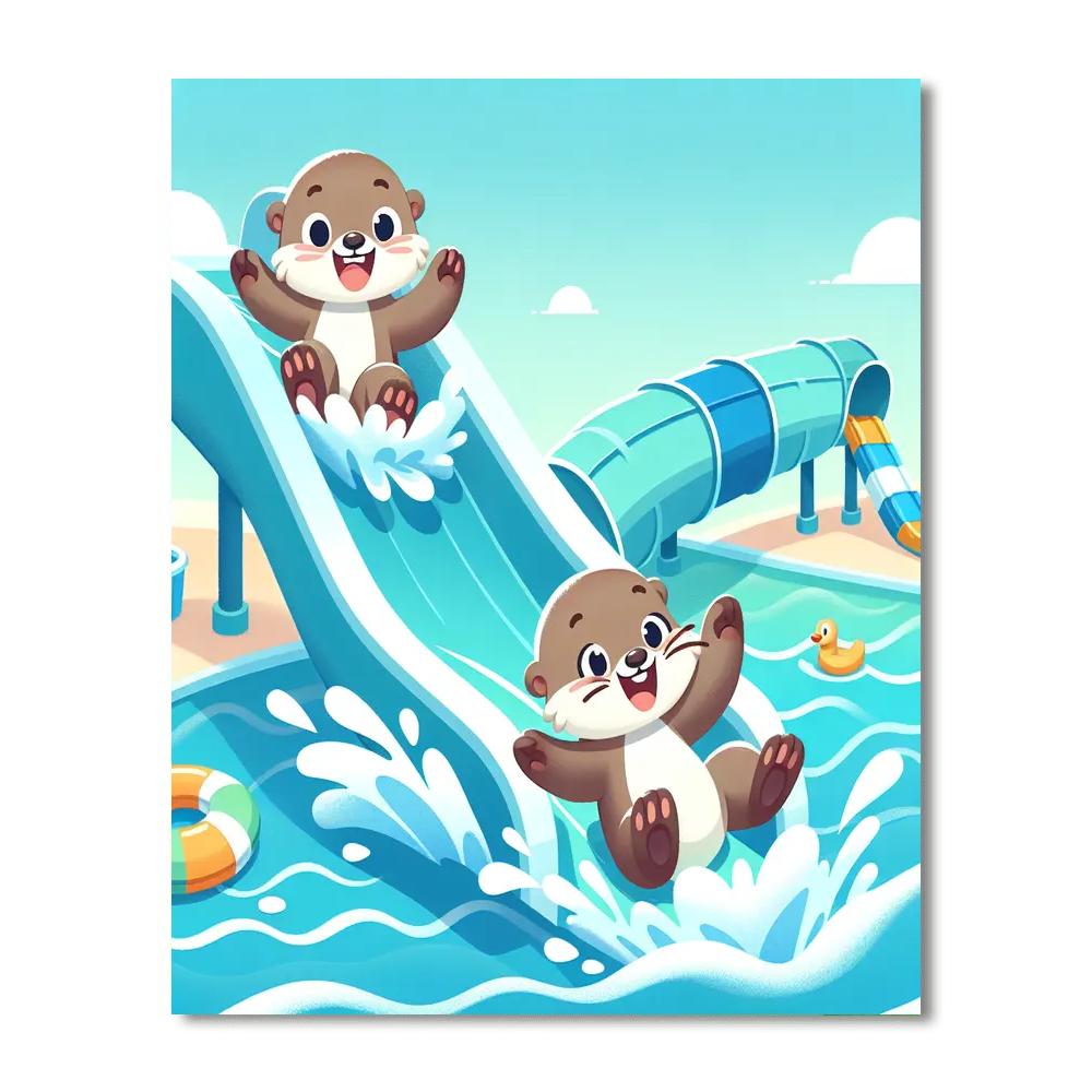 Otterly Fun Water Park Painting Number Kit