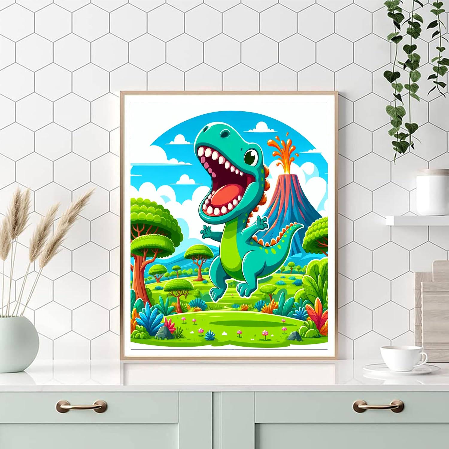 Joyful Dinosaur Dance Numbered Painting Kits