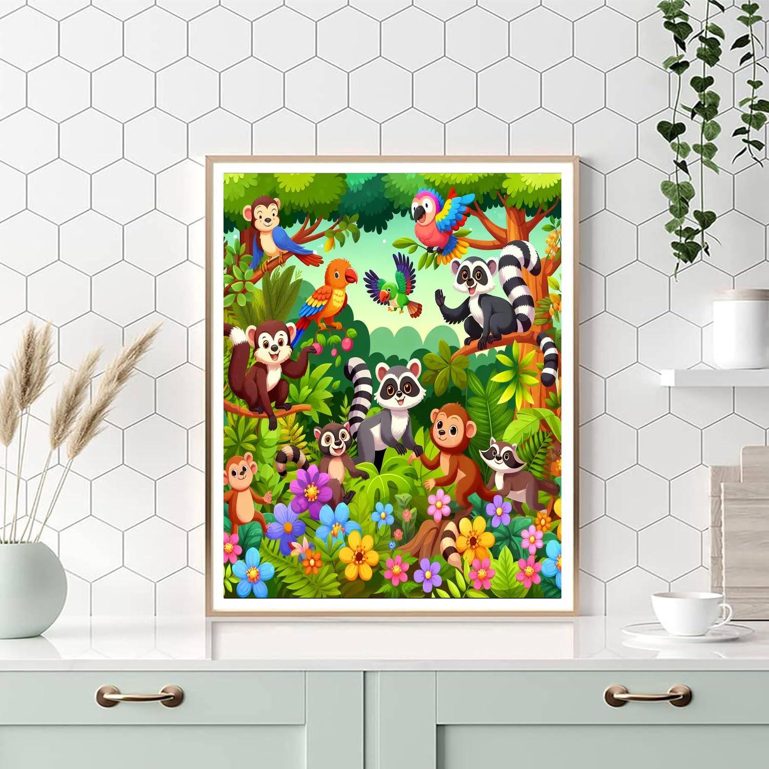 Radiant Rainforest Animals Paint By Numbers Art