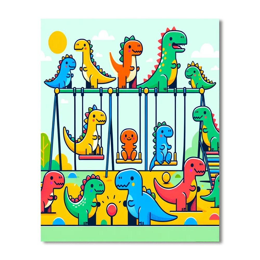 Fun Dinosaur Playground Paint By Number