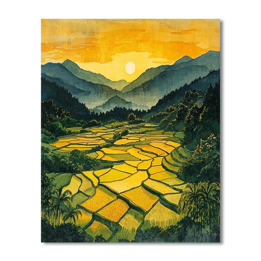 Utagawa Hiroshige Inspired Fields Of Harmony  Paint By Numbers Art