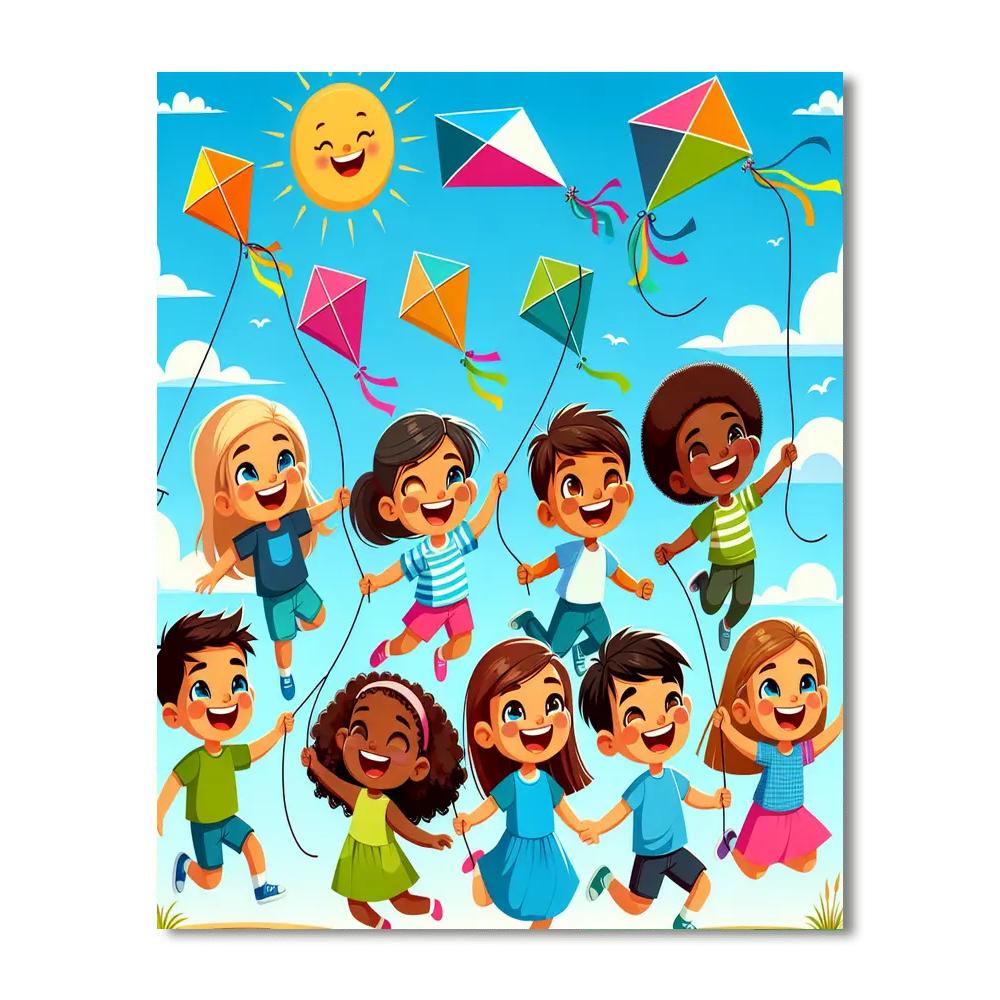 Flying High With Kites Painting Number Kit