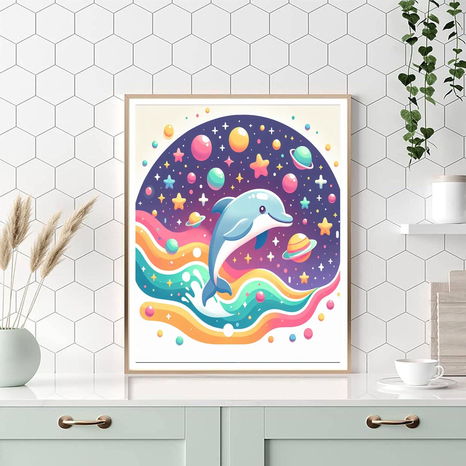 Celestial Dolphin's Galactic Swim Paint By Color