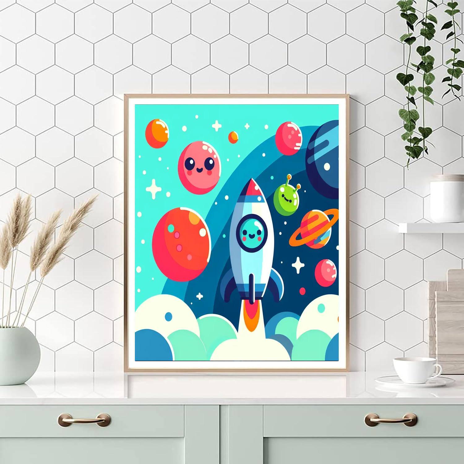 Friendly Outer Space Adventure Paint By Color