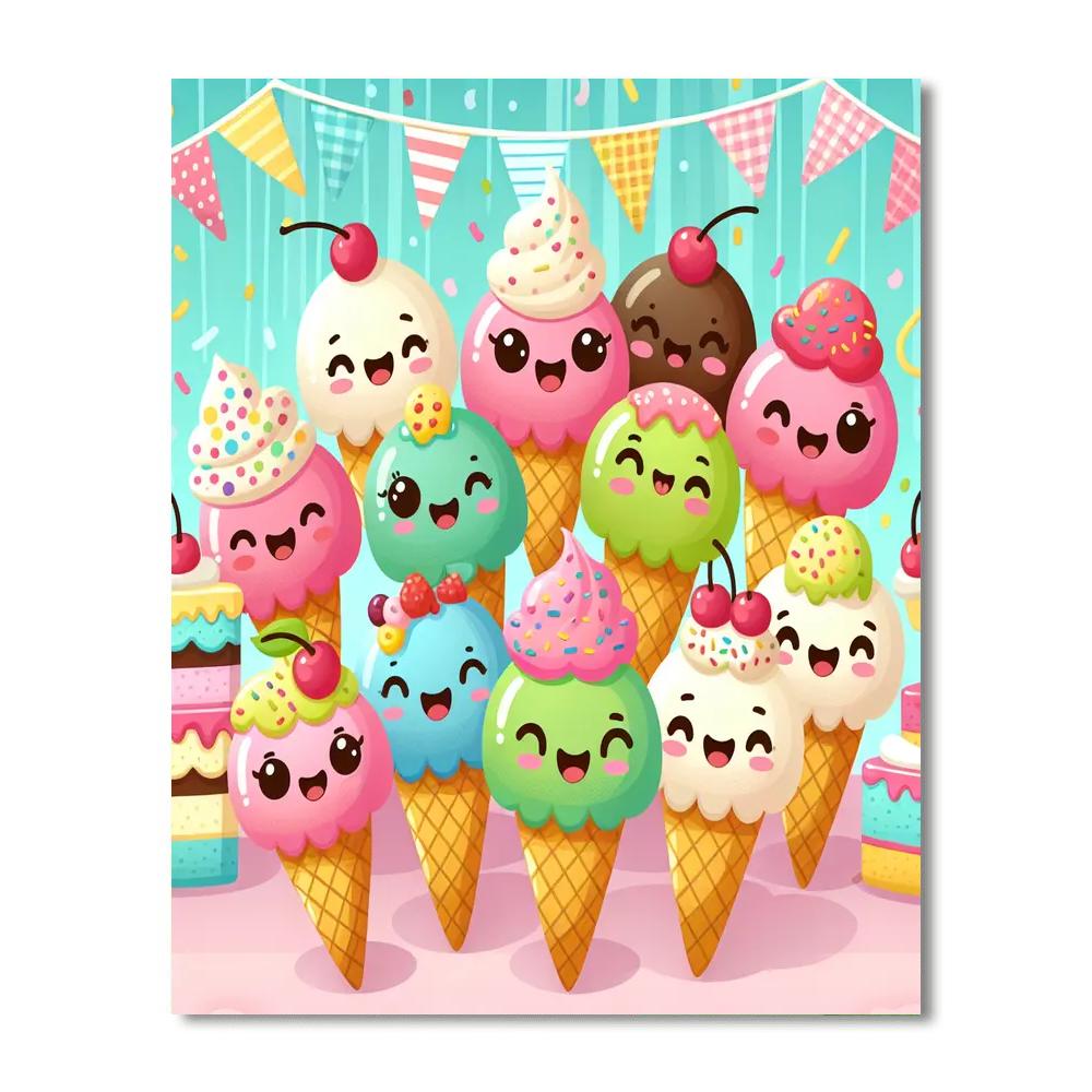 Joyful Ice Cream Adventure Painting By Numbers Kit