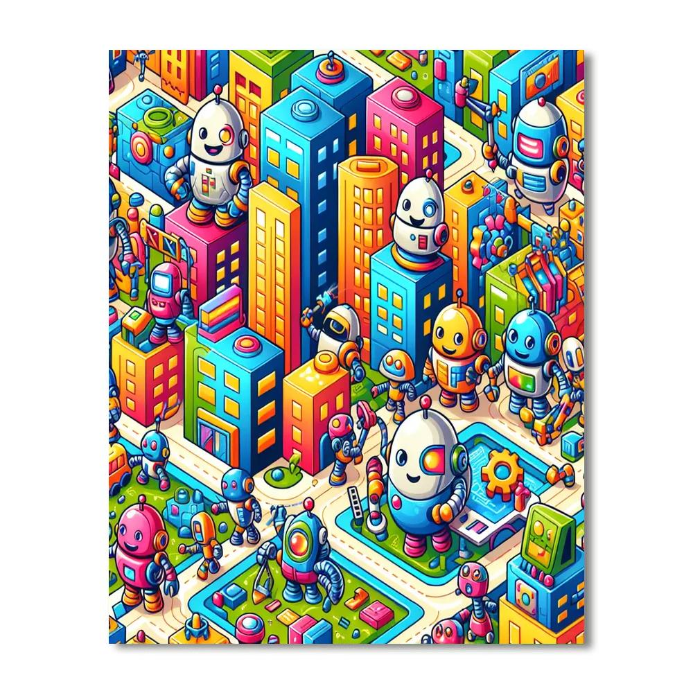 Robot City Exploration Paint By Numbers