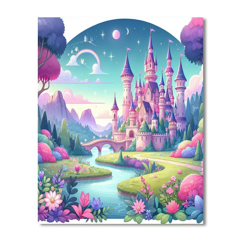 Vibrant Fairy Tale Castle Painting Number Kit