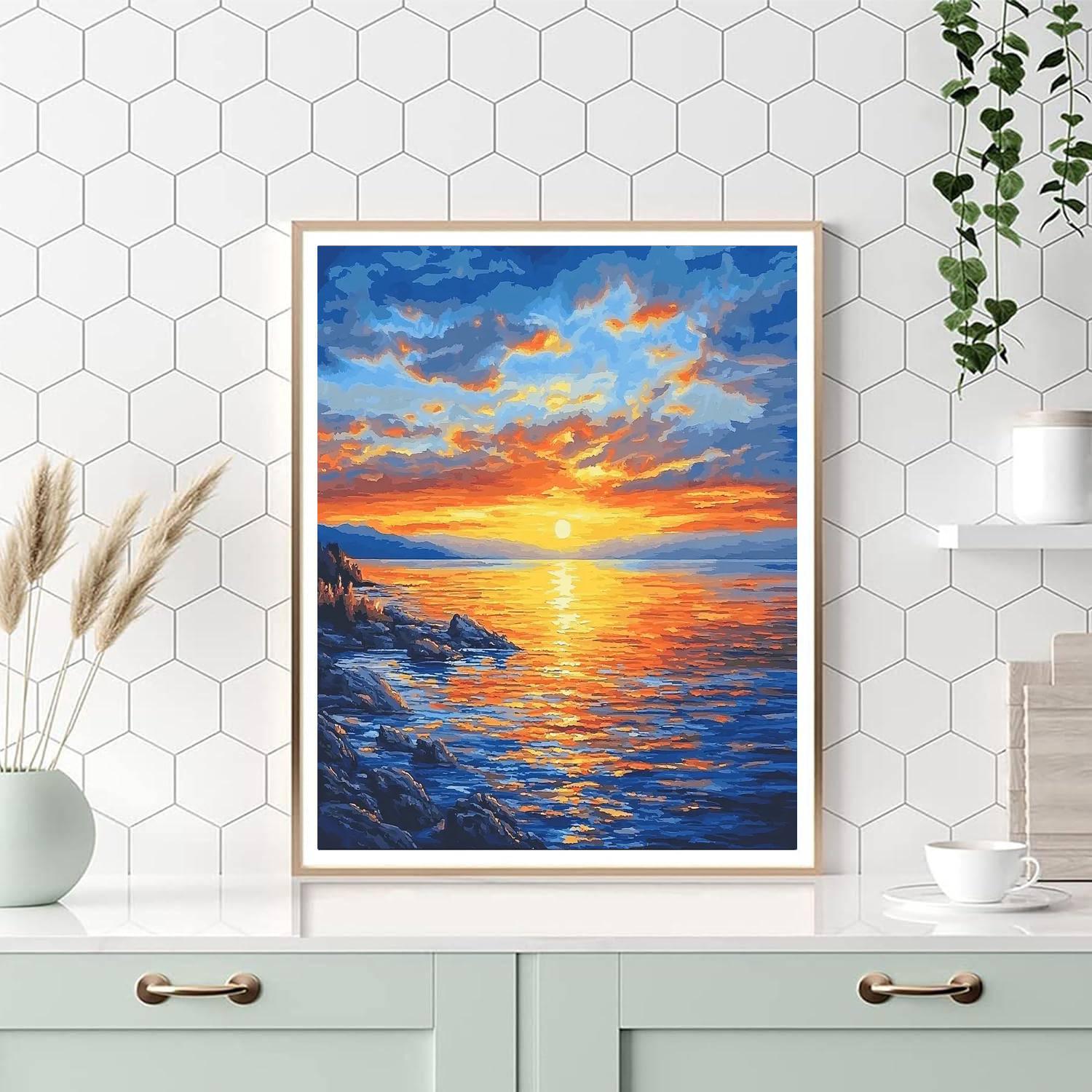 Paul Cézanne Inspired Enchanted Sunset Oasis  Painting By Numbers Kit