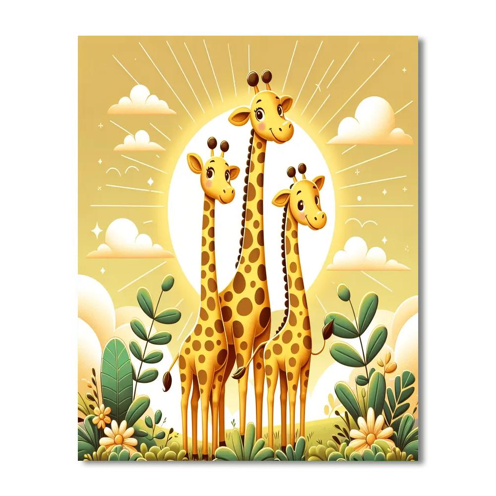 Charming Giraffe Family Numbered Painting Kits
