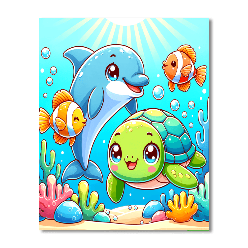 Friendly Ocean Animals Painting By Numbers Kit