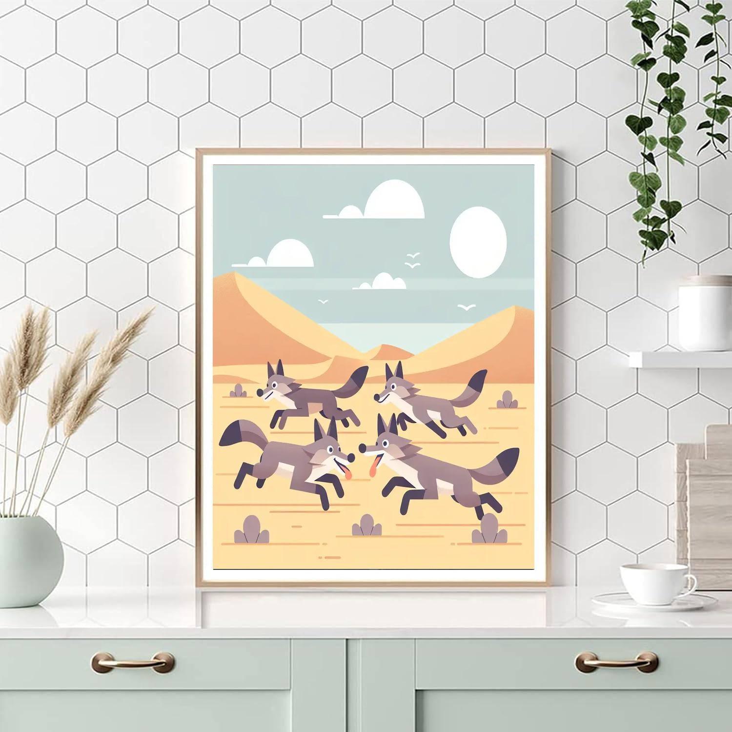Cheerful Coyote Chase Number Painting