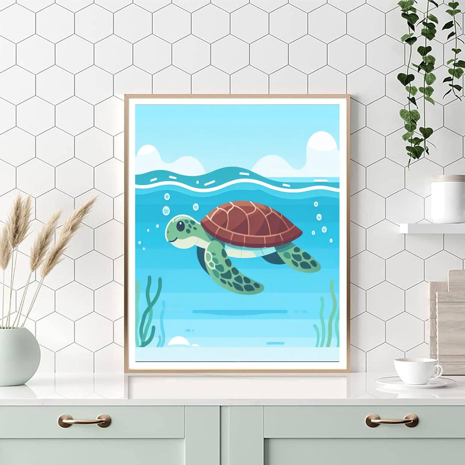 Serene Sea Turtle Paint By Numbers Art
