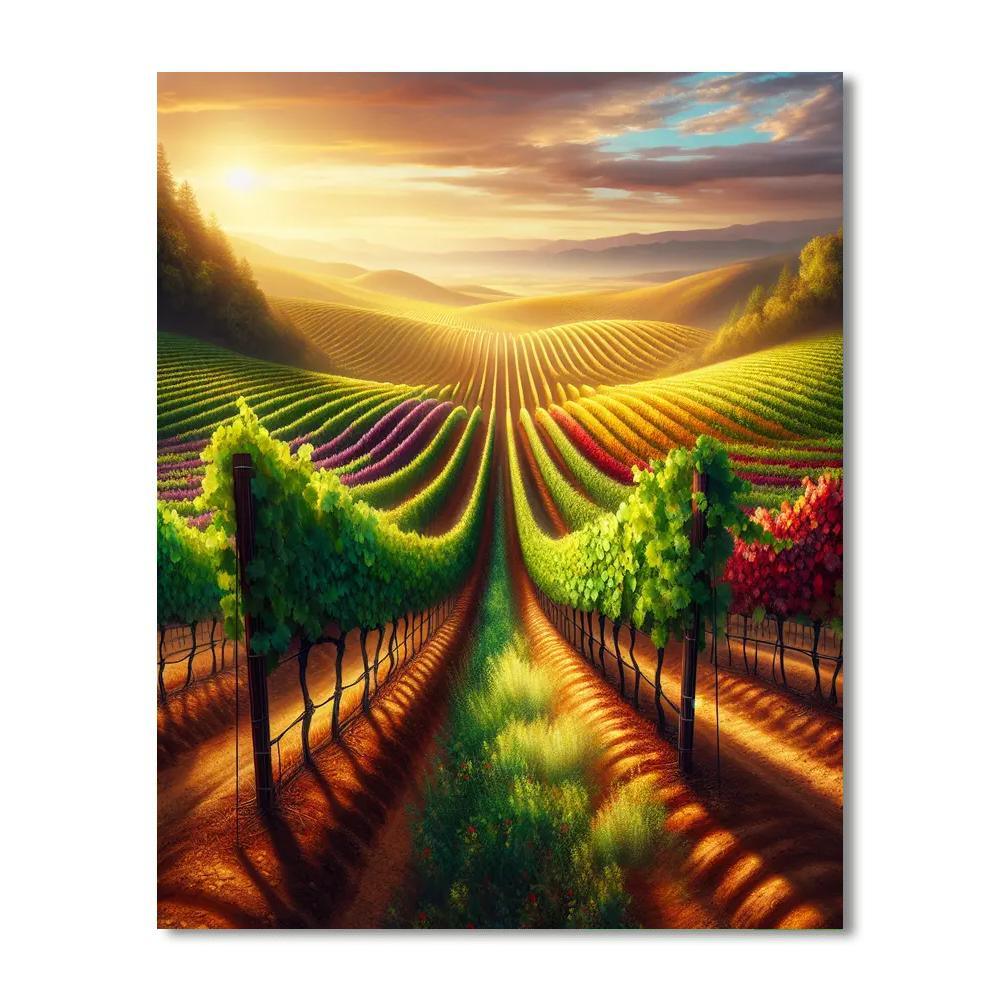 Sunkissed Vineyard Vista DIY Paint By Numbers