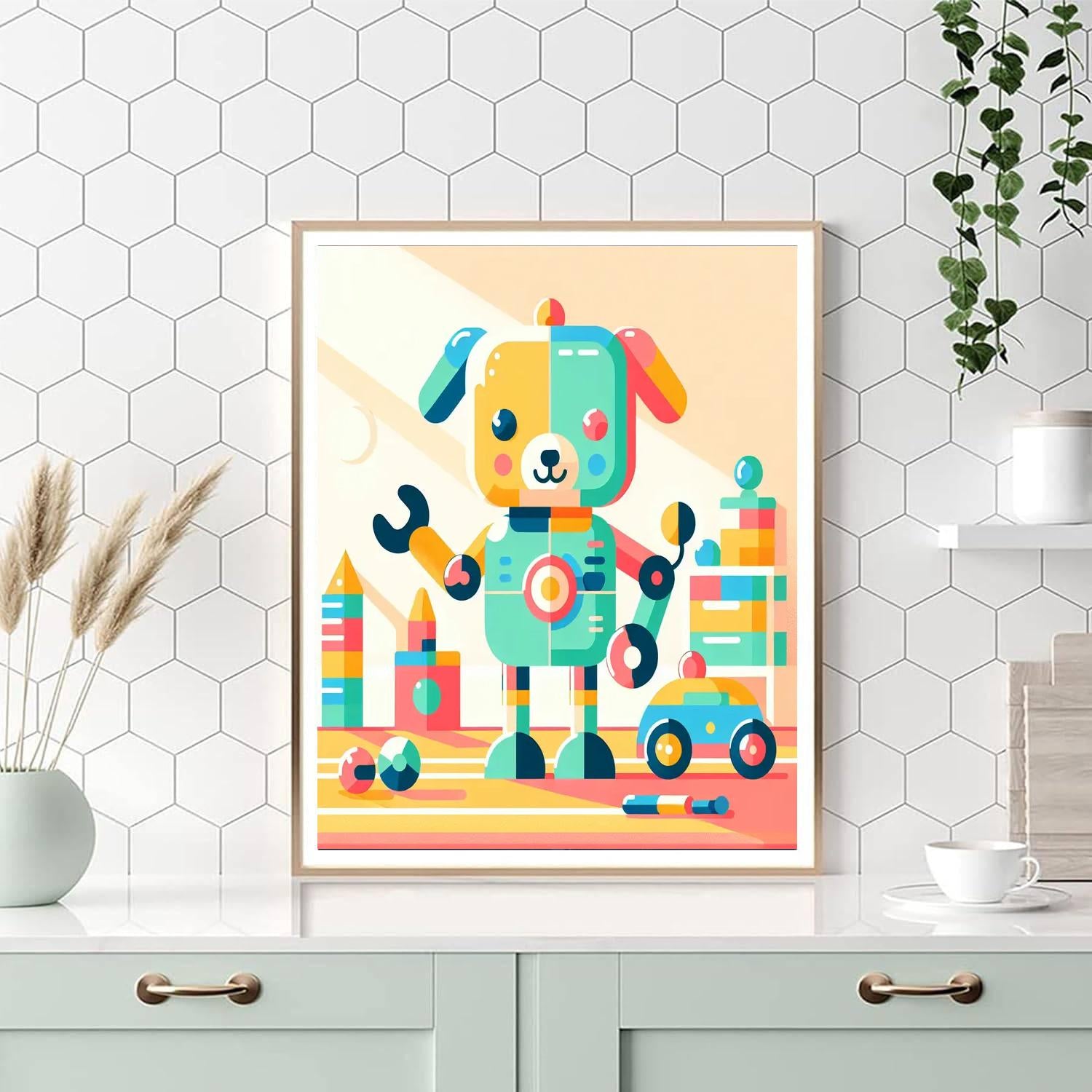 Funny Robot Dog Paint By Numbers Art