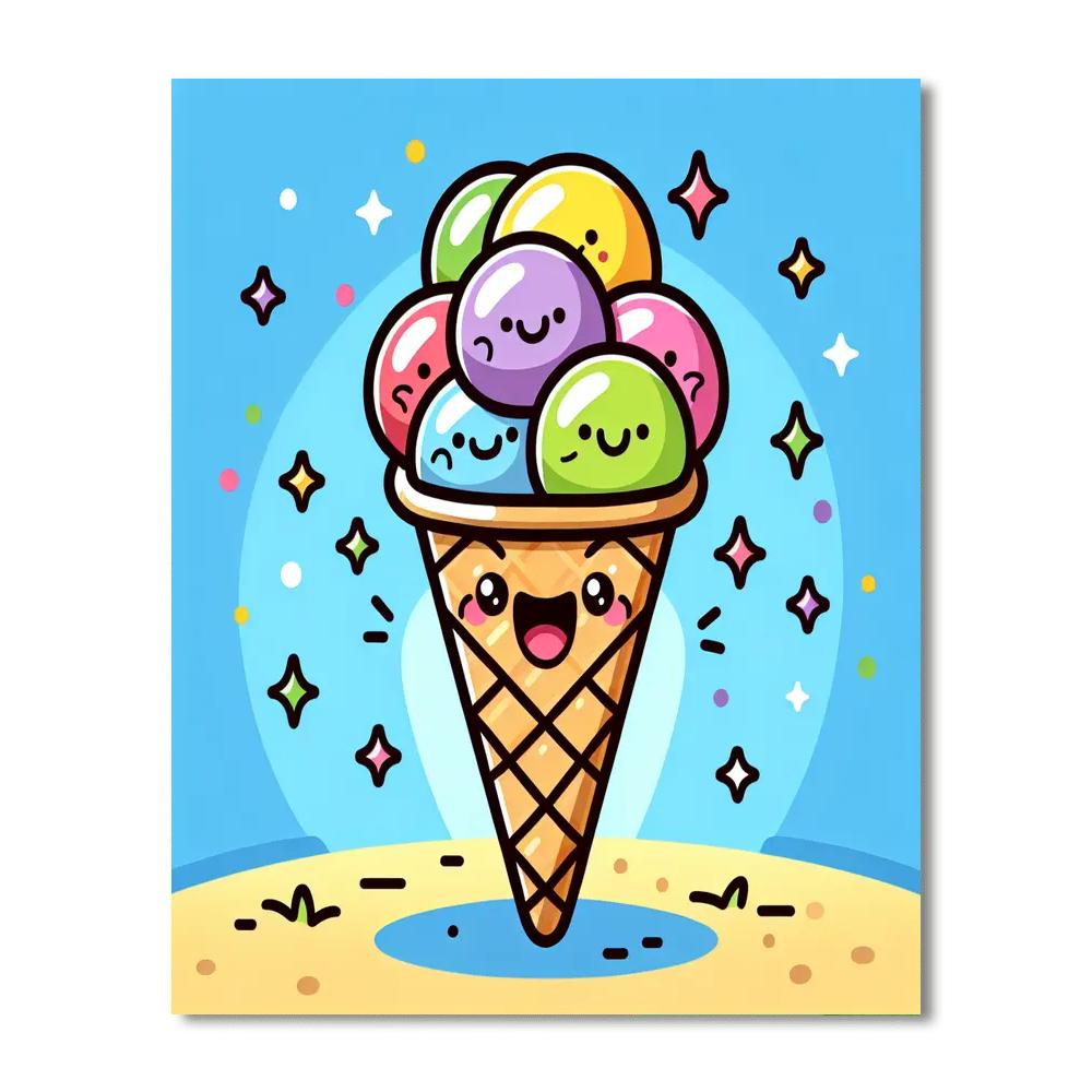 Joyful Ice Cream Cone Paint By Numbers Kits
