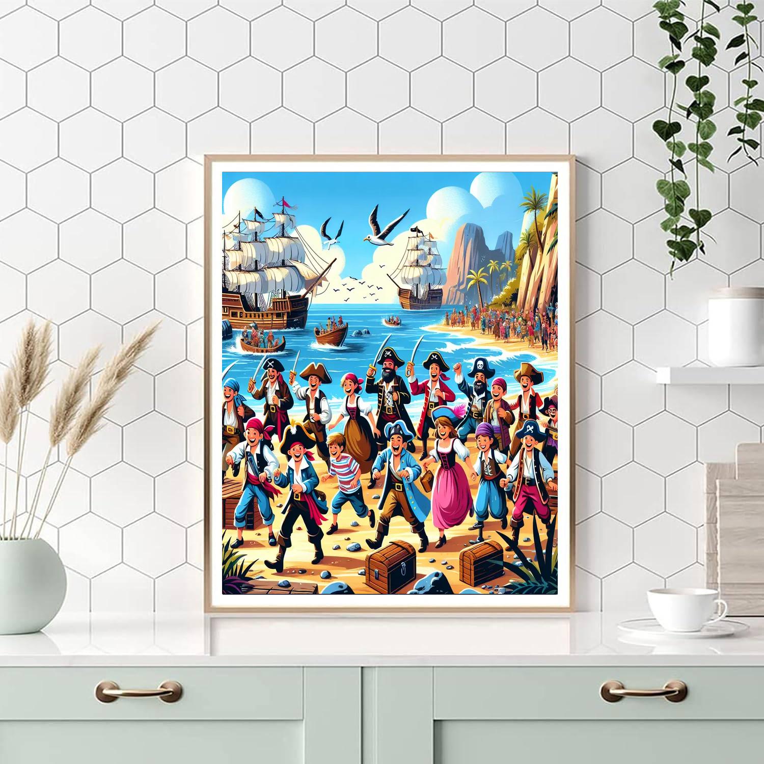 Lively Pirate Cove Paint By Numbers Art
