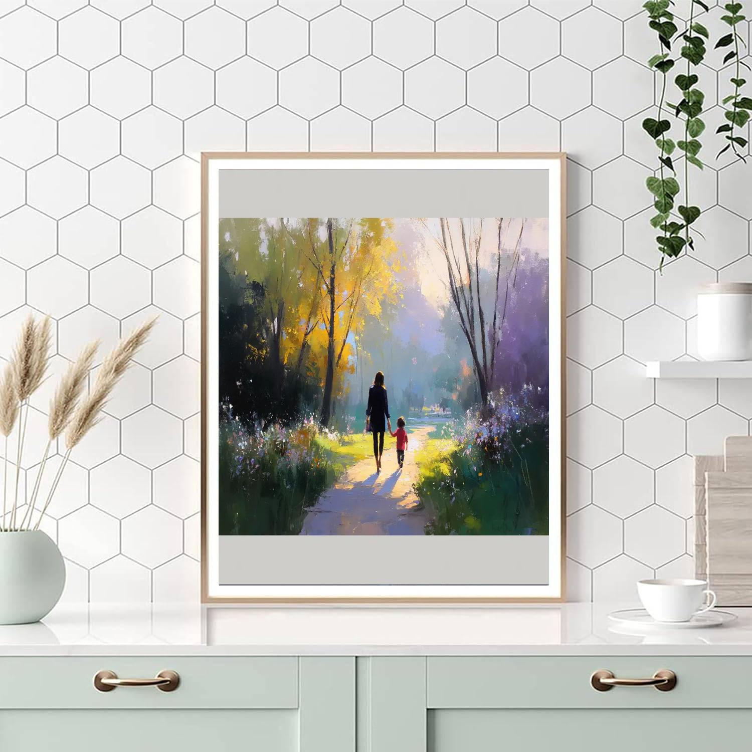 Sunlit Morning Stroll Painting Number Kit