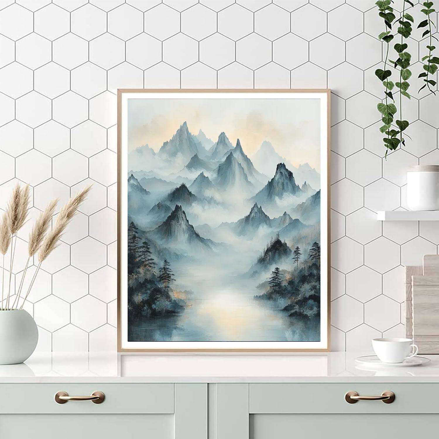 Zhao Mengfu Inspired Echoes Of Tranquil Peaks  Paint By Number
