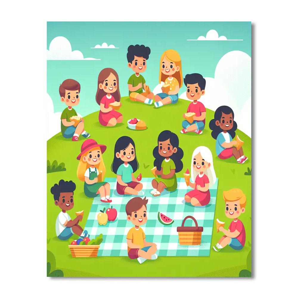 Sunny Hilltop Picnic Paint By Numbers Art