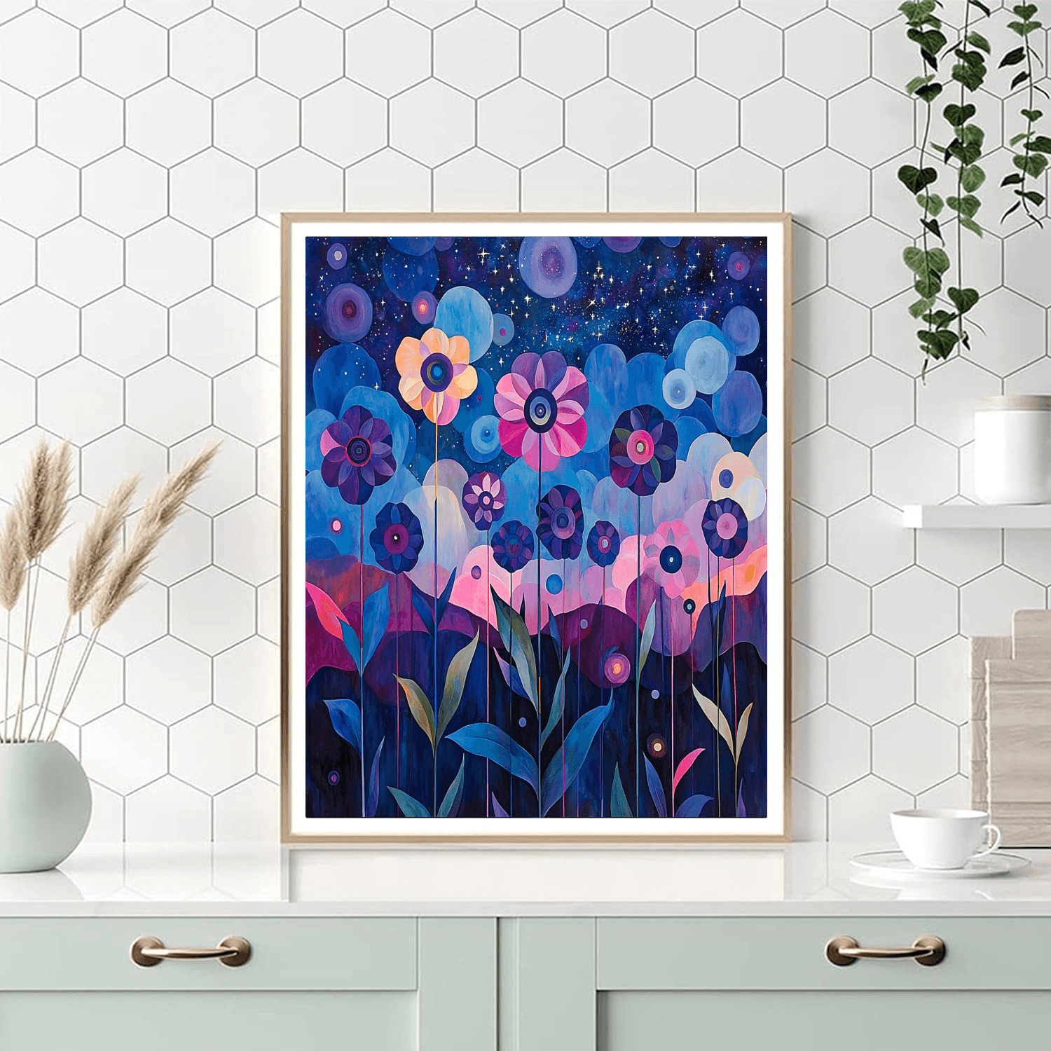 Georgia O'Keeffe Inspired Dreamlike Cosmic Flora  Number Painting