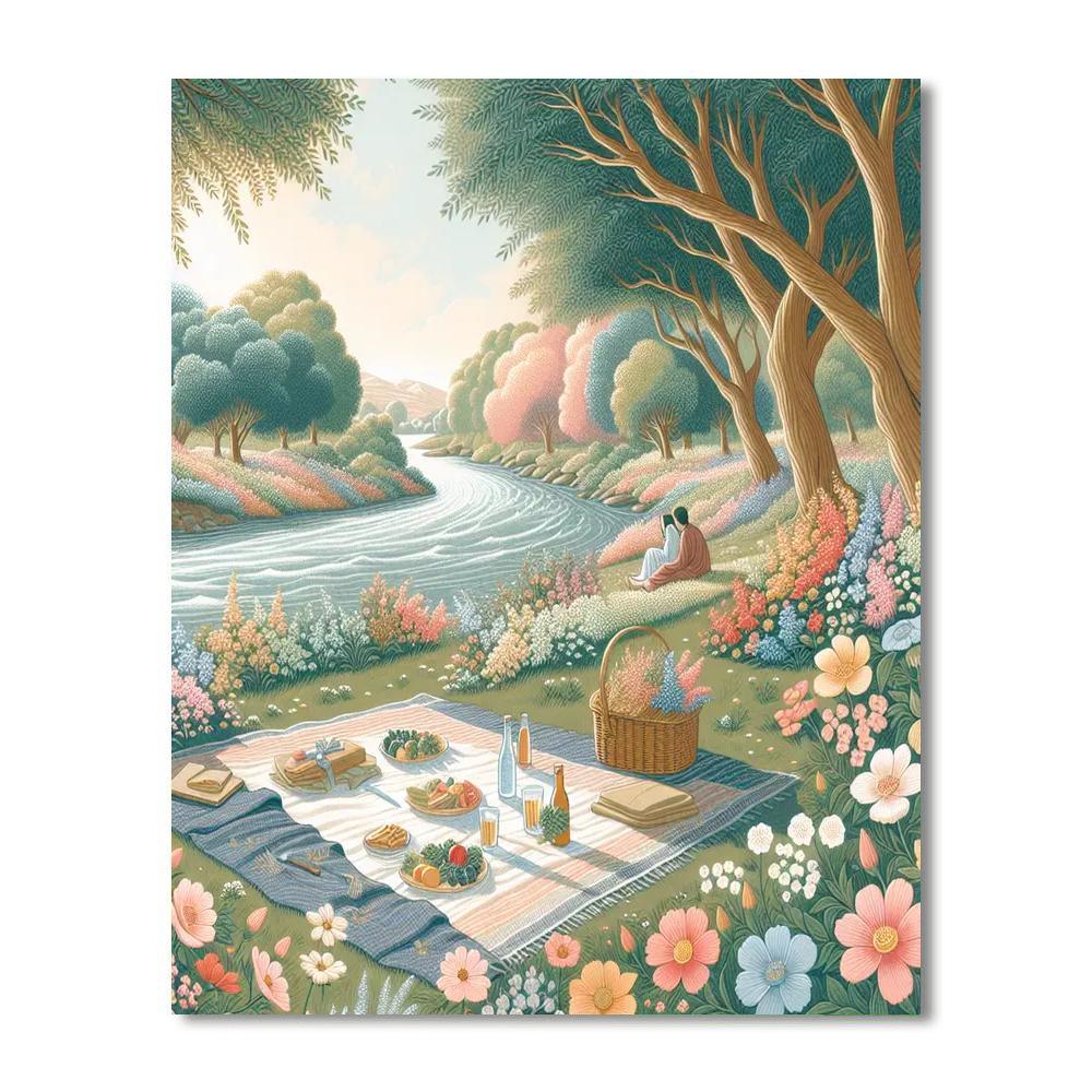 Riverside Tea Picnic Paint By Number