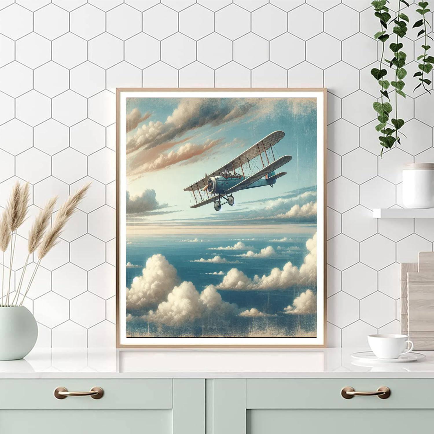 Vintage Airplane Journey DIY Paint By Numbers