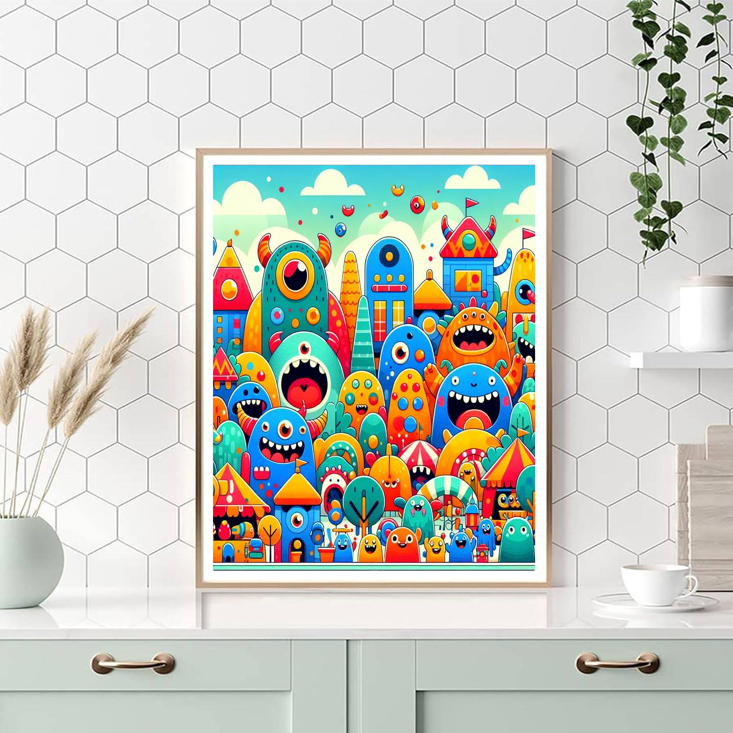 Whimsical Monster Town Paint By Numbers