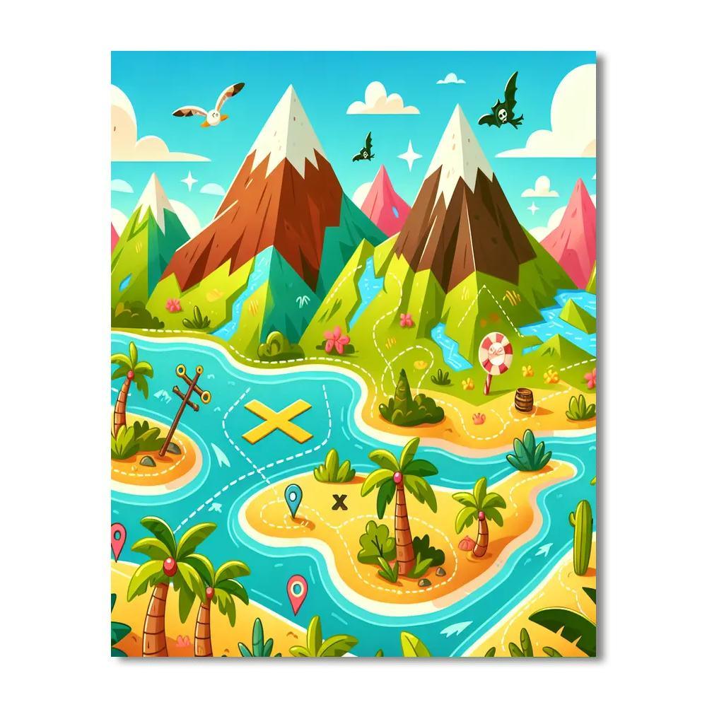 Exciting Treasure Map Paint By Numbers Art