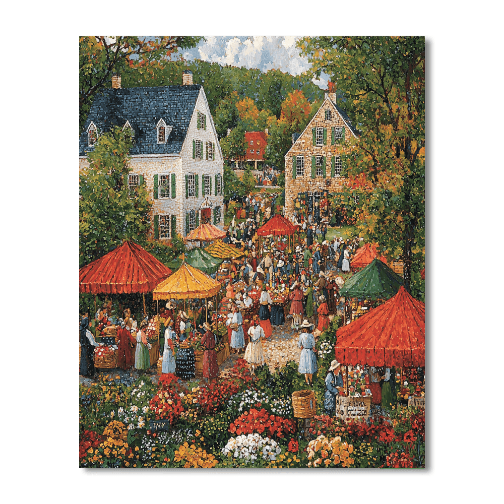 Pieter Bruegel Inspired Vibrant Village  Paint By Numbers