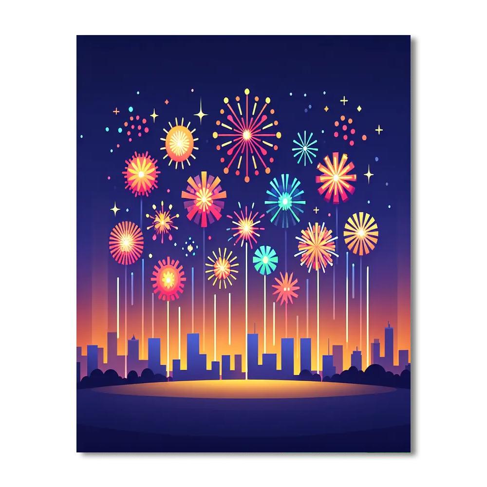 Dazzling Fireworks Festival Paint By Numbers Art