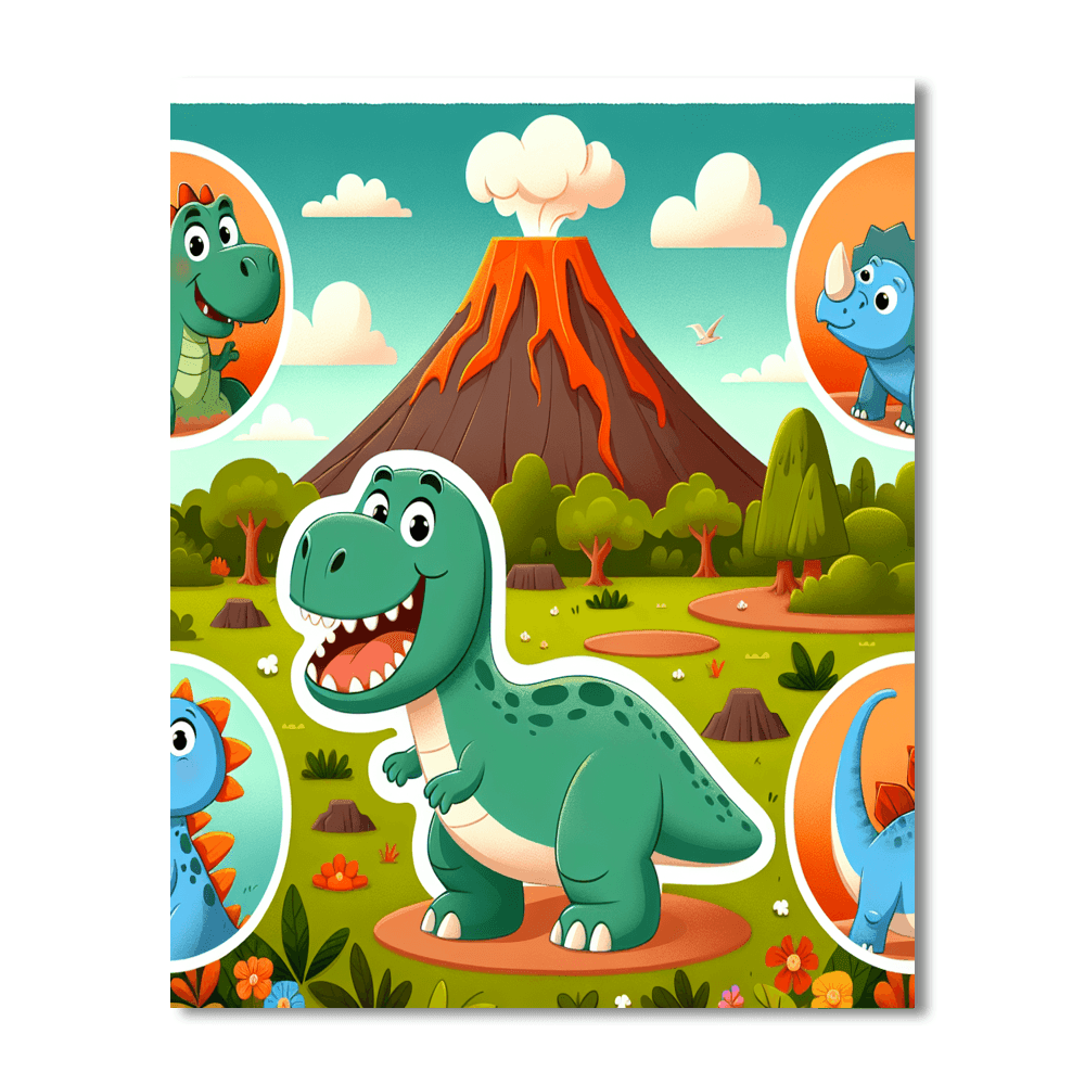 Playful Dinosaur Friends Number Painting