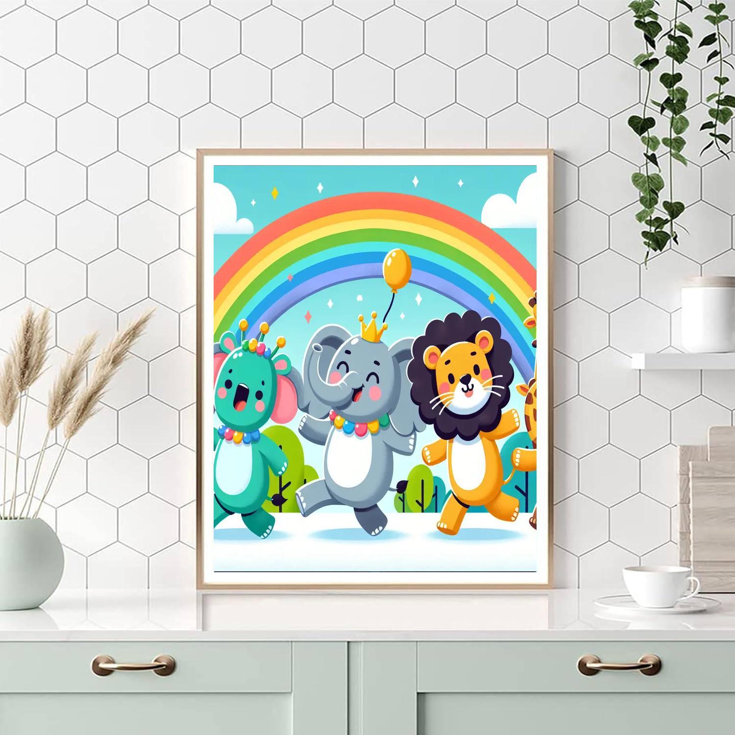 Rainbow Animal Adventure Painting Number Kit