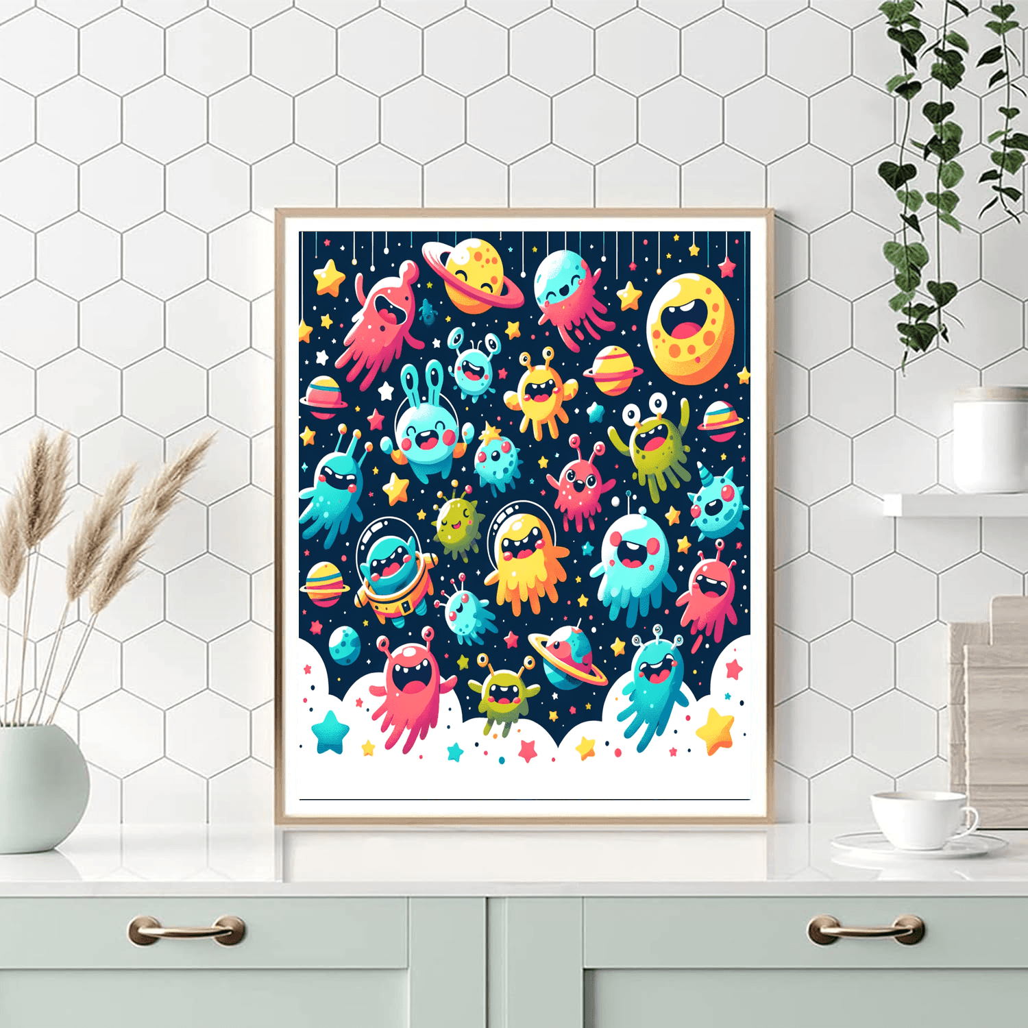 Whimsical Space Creatures Painting Number Kit