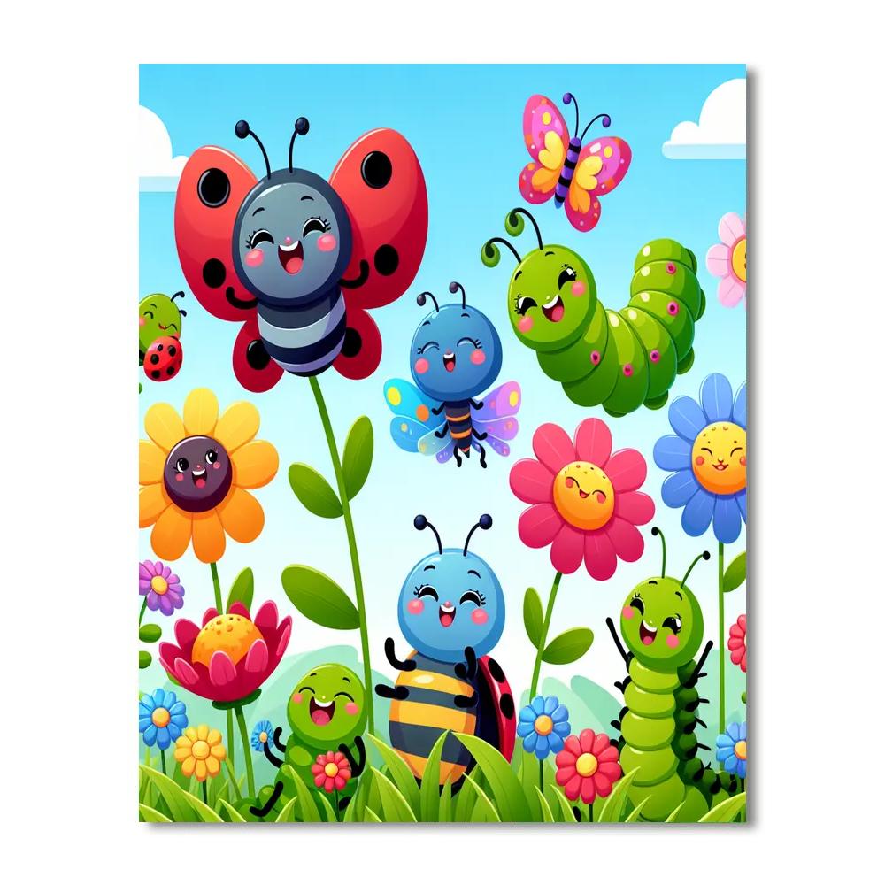 Colorful Bug Bonanza Paint By Numbers Art