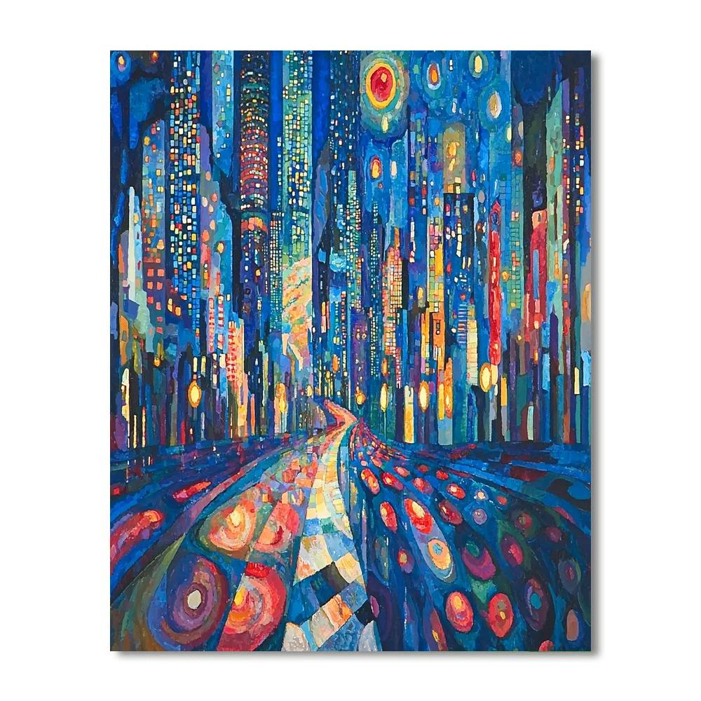 Wassily Kandinsky Inspired Urban Metropolis Reverie  Number Painting