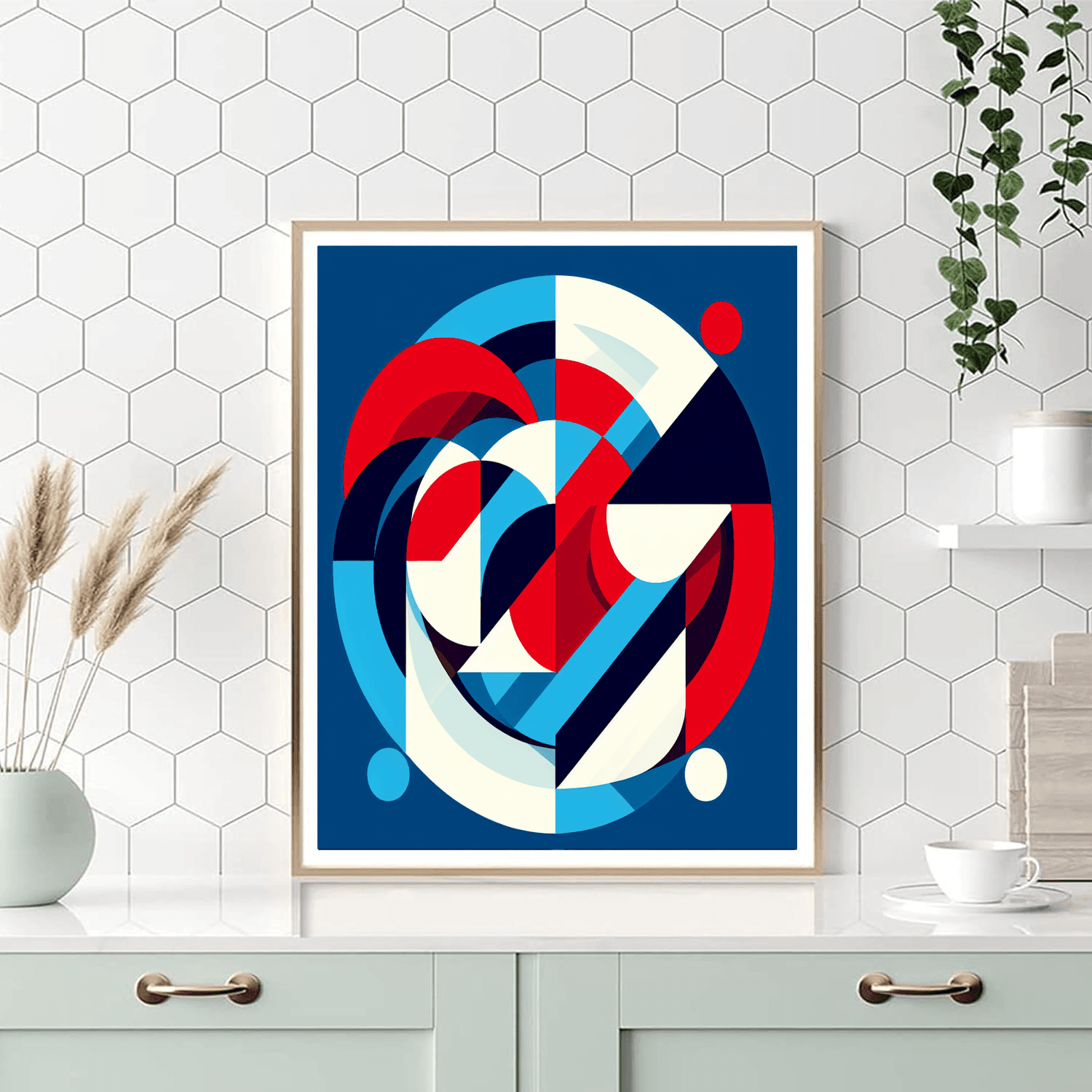 Contemporary Minimalist Geometric Number Painting