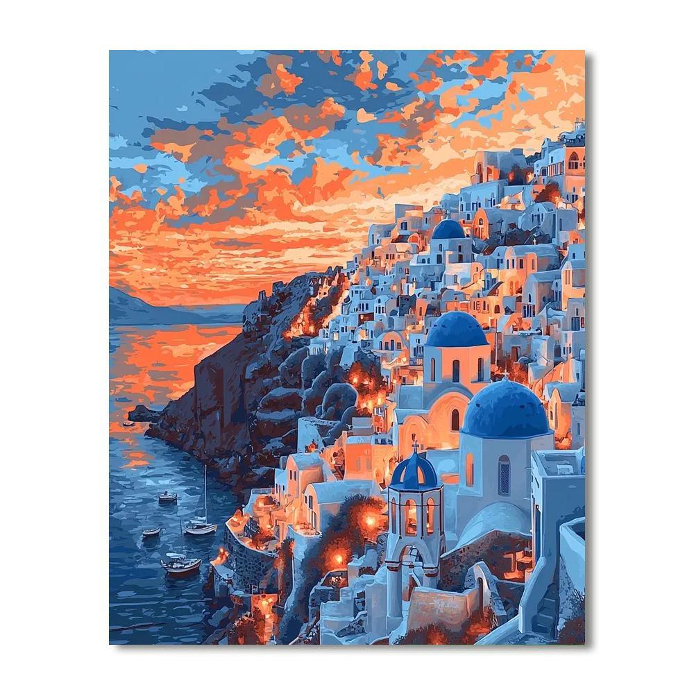 Oia Village - Santorini, Greece Numbered Painting Kits