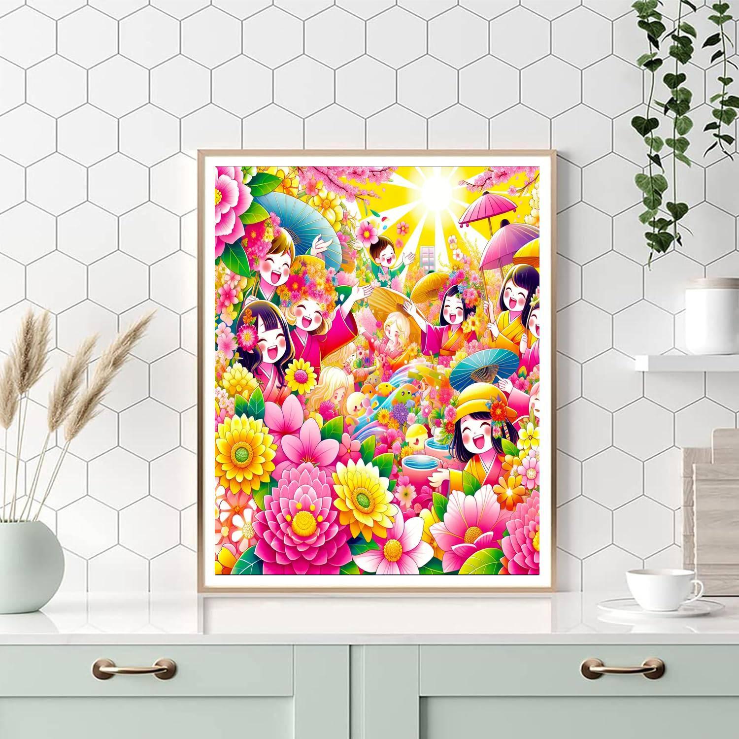 Lively Flower Festival Number Painting