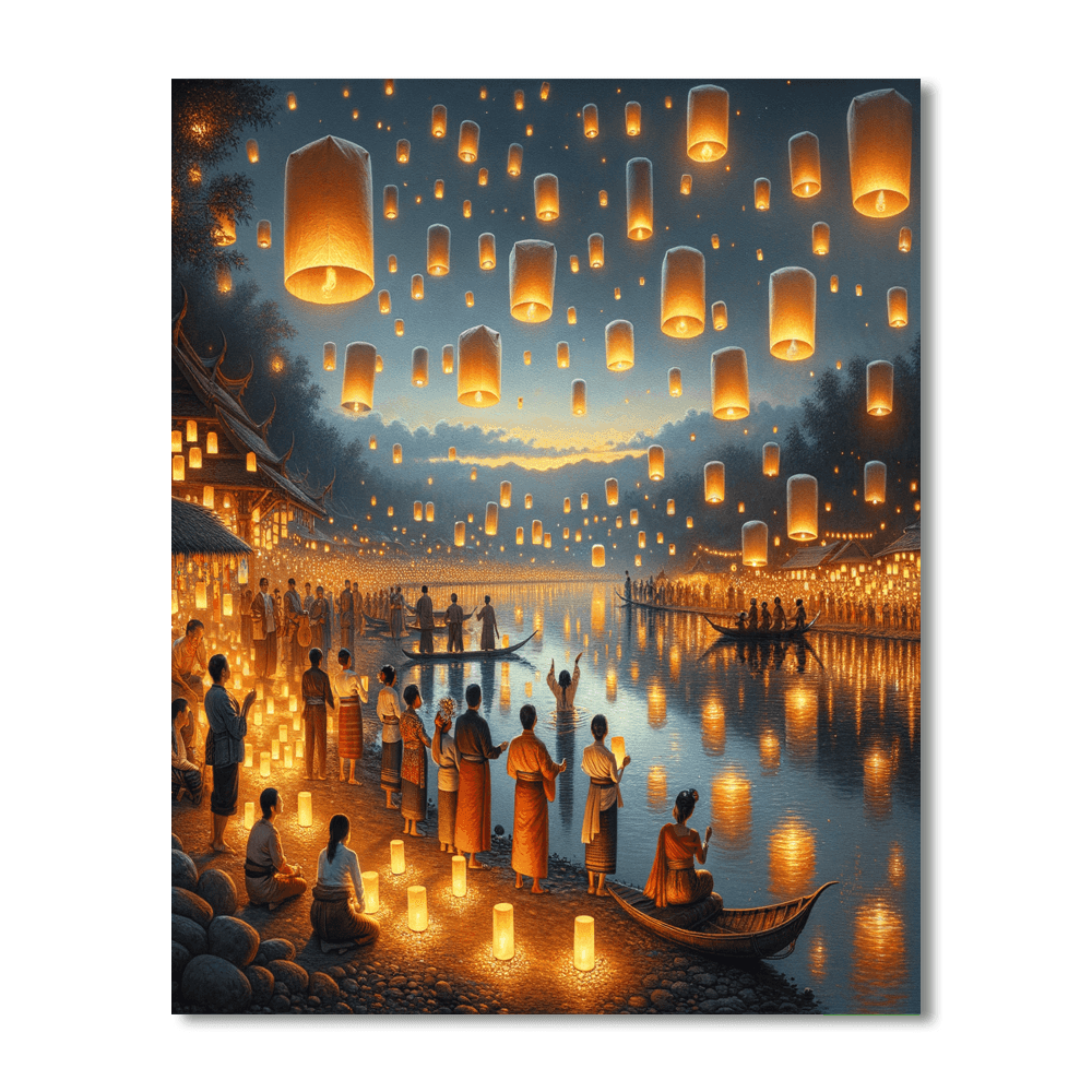 Floating Lantern Festival - Thailand DIY Paint By Numbers