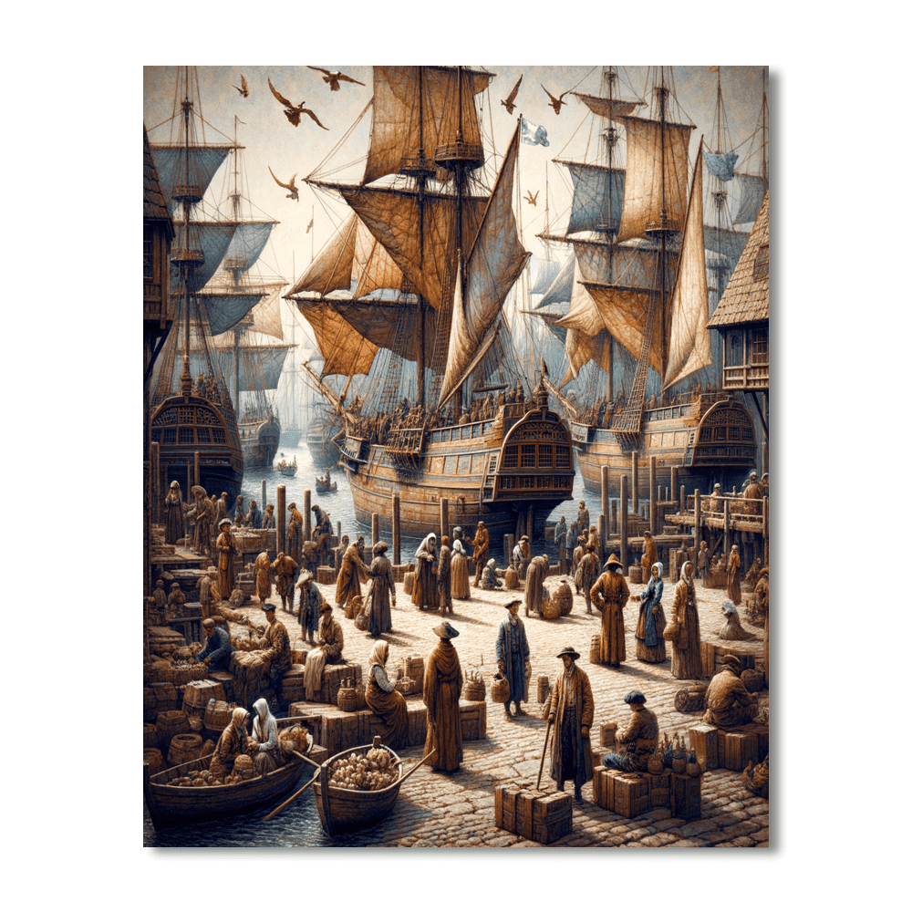 Historical Harbor Scene Paint By Numbers Art