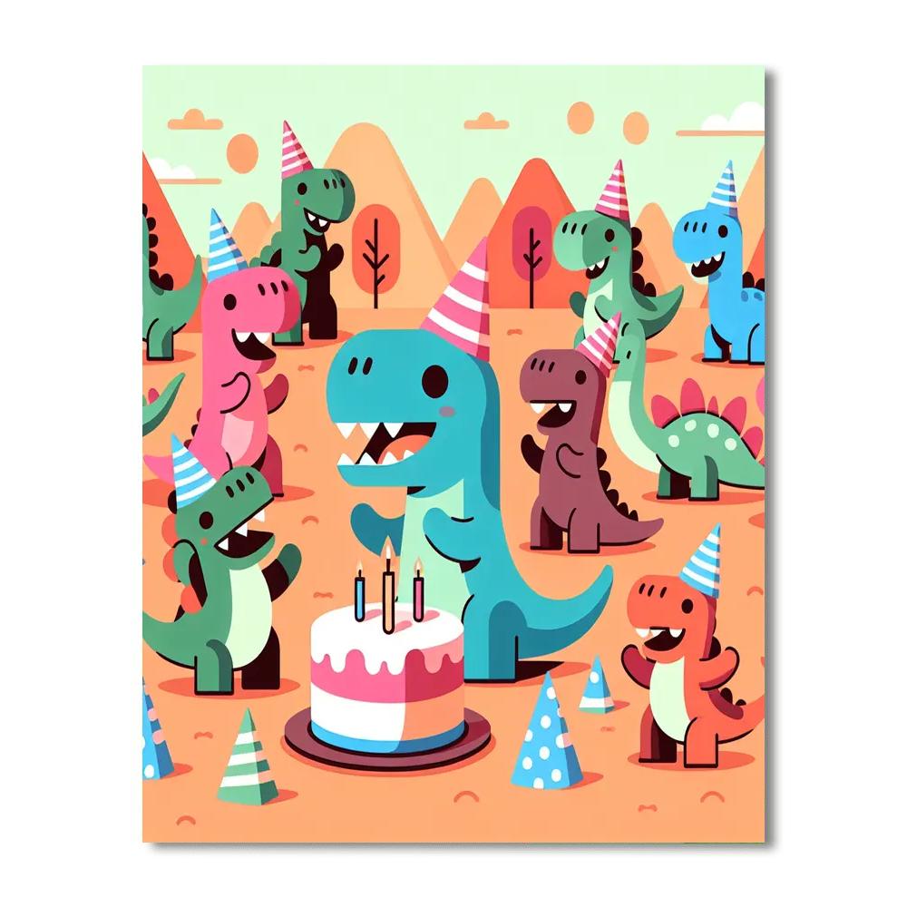 Dinosaurs' Birthday Bash Paint By Numbers